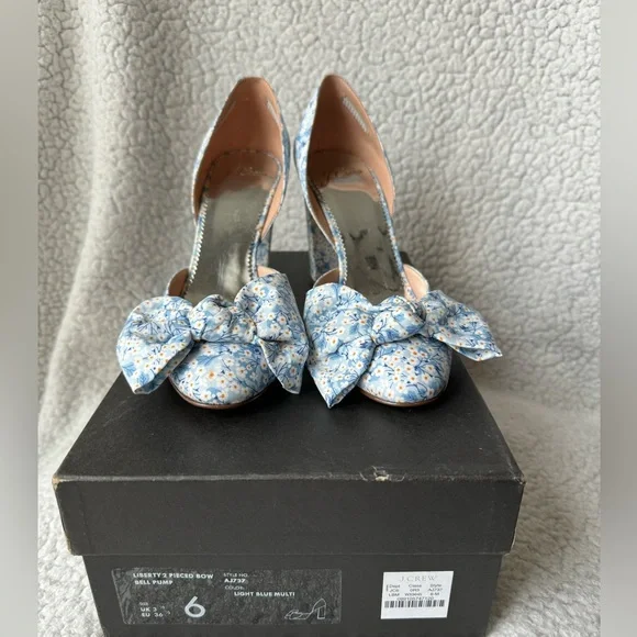 NWB J.Crew Collection in Liberty Misti Valeria Bow Bell d’Orsay Pumps Size 6 - Picture 2 of 9